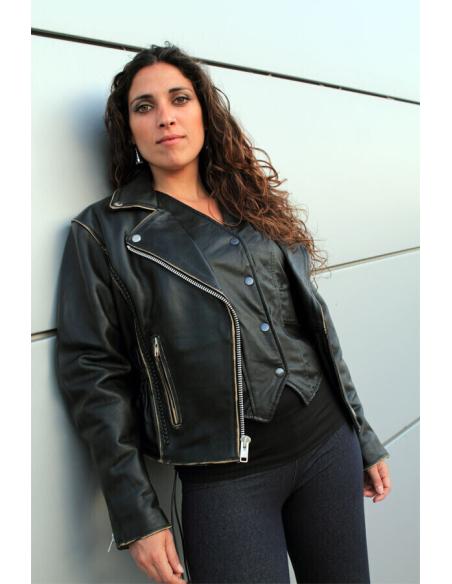 OLD RIDE" WOMEN'S DISTRESSED LEATHER JACKET
