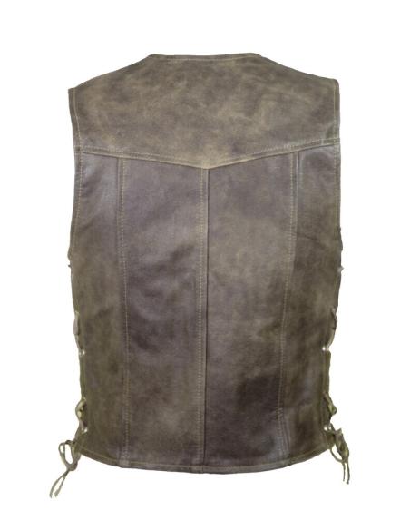 Acquista Gilet in Pelle Marrone con Lacci Laterali a Prezzo Scontato