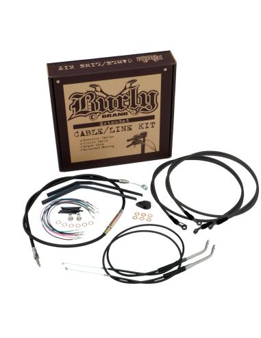 KIT DE CABOS PRETO PARA SOFTAIL FXFB / FXFBS COM T-BARS DE 12" (ABS) – INSTALAÇÃO COMPLETA