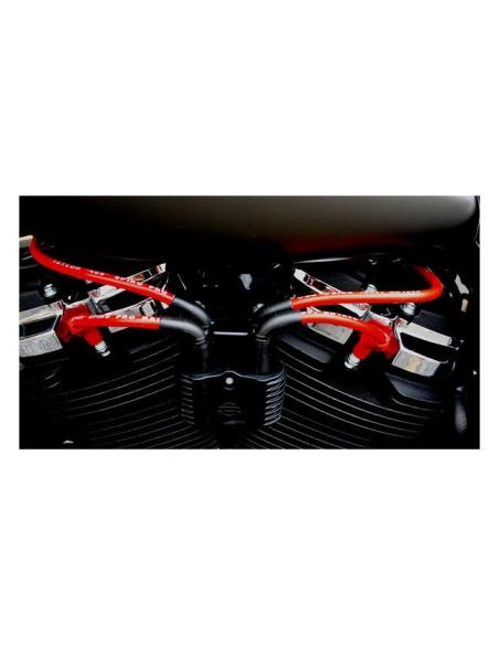 TAYLOR 409 PRO-RACE - JOGO DE CABOS DE VELA VERMELHO (4 PEÇAS) PARA HARLEY SOFTAIL 18-24