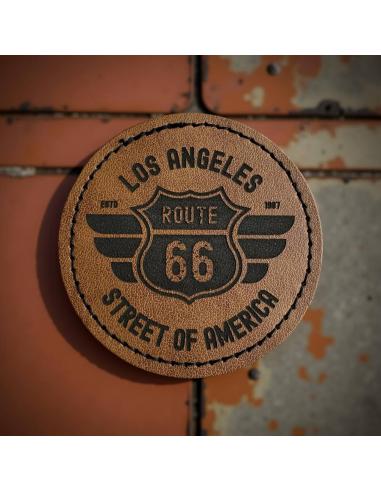 Comprar Parche Personalizable En Símil Piel Marrón Vintage - Grabado De Tu Diseño O Logo (Ø 63 Mm) a precio de oferta