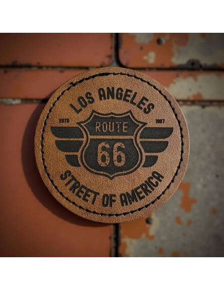 Comprar Parche Personalizable En Símil Piel Marrón Vintage - Grabado De Tu Diseño O Logo (Ø 63 Mm) a precio de oferta