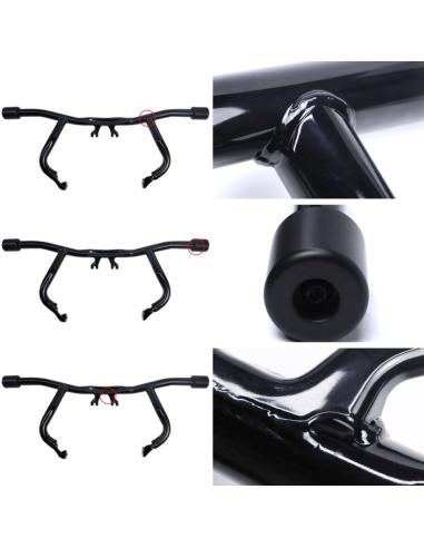 DEFESA TIPO ACROBÁTICA PARA HARLEY TOURING 2024+ COM TOPES EM PRETO BRILHANTE
