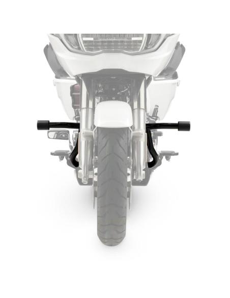 DEFESA TIPO ACROBÁTICA PARA HARLEY TOURING 2024+ COM TOPES EM PRETO BRILHANTE