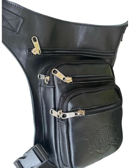 Bolsa de Coxa em Couro com 5 Bolsos – Ajustável, Resistente e Estilosa