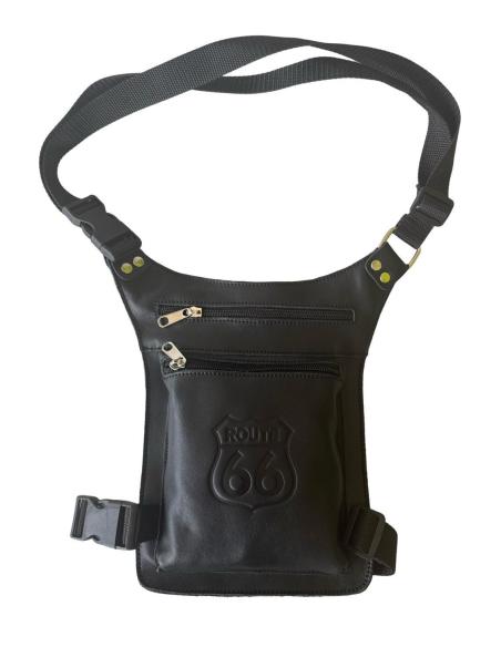 Compact Leather Thigh Bag with 2 Zippers ROUTE 66 – Ergonomic & Durable