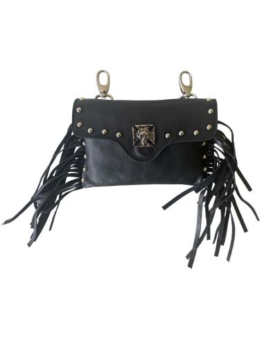 Sac en cuir avec mousquetons et franges – Style biker | Iguana Custom