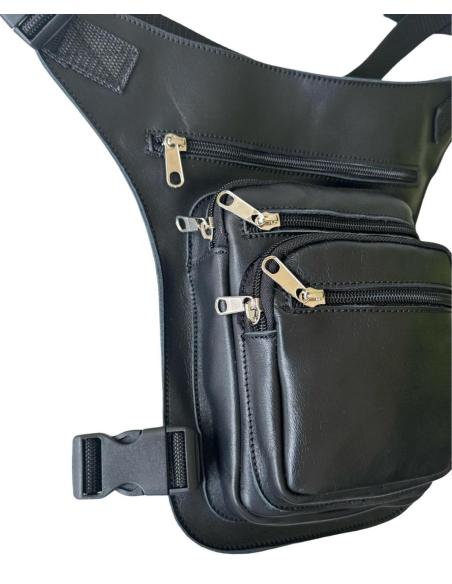 Sac de Cuisse Marron en Cuir Fait Main | 5 Compartiments – Fabriqué en Espagne