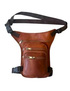Sac de Cuisse Marron en Cuir Fait Main | 5 Compartiments – Fabriqué en Espagne