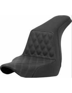ASSENTO DE SELIM STEP-UP COM COSTURA DE TRELIÇA CINZA PARA HARLEY-DAVIDSON SOFTAIL