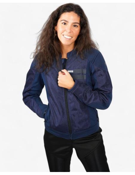 JAQUETA DE MOTO FEMININA AZUL VENTILADA BREEZE – FLEXISHOCK, LEVEZA E CONFORTO PARA O VERÃO