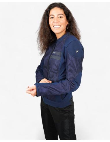 BLOUSON MOTO BLEU FEMME BREEZE VENTILÉ – FLEXISHOCK, LÉGÈRETÉ ET CONFORT POUR L’ÉTÉ