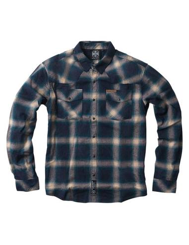 Acquista Camicia WCC Outlaw Flannel Blu/Beige | Stile Biker