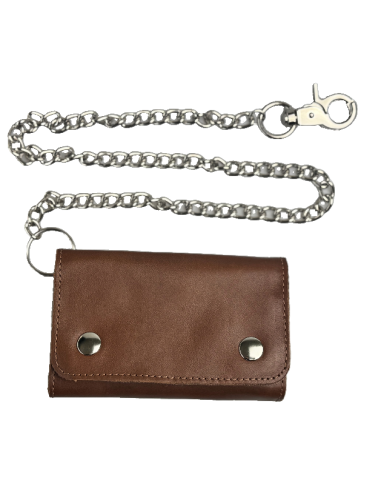 Portefeuille Cuir Marron avec Chaîne | Fait Main Espagne