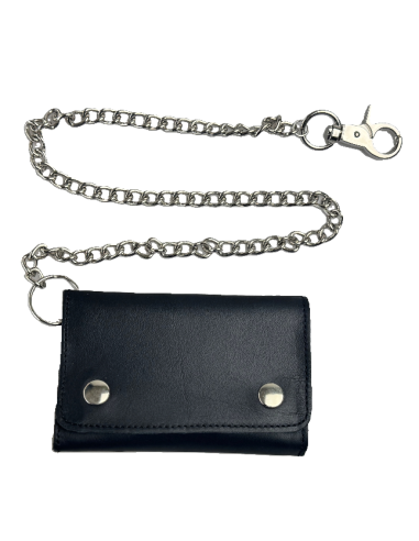 Portefeuille Cuir Noir avec Chaîne | Fait Main en Espagne