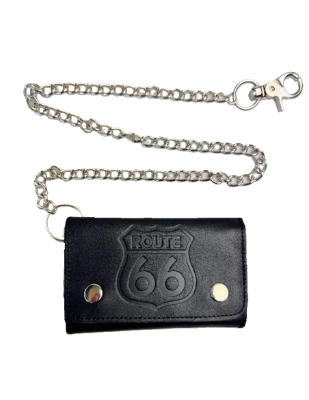 Route 66 Leather Wallet with Chain | Handmade in Spain