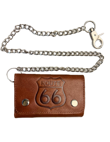 Portefeuille Route 66 en Cuir Marron | Fait Main Espagne