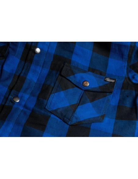 Camisa de Moto Azul Estilo Lenhador Certificada AA com Reforços de Kevlar | Iguana Custom