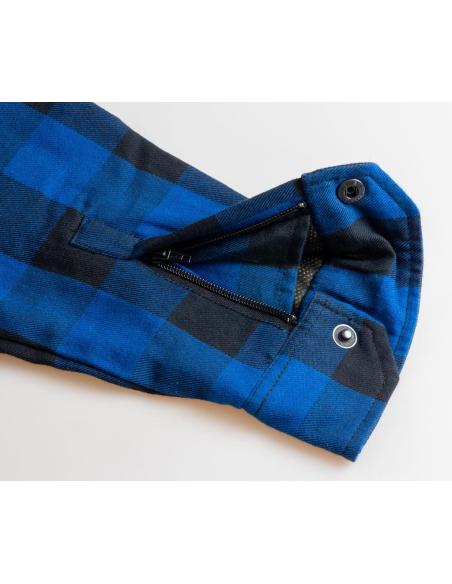 Chemise de Moto Bleue Style Bûcheron Certifiée AA avec Renforts en Kevlar | Iguana Custom