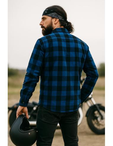 Comprar Camisa Motera de Leñador Azul Certificada AA con Refuerzos de Kevlar | Iguana Custom