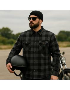 Acquista Camicia Motociclista in Stile Boscaiolo Grigia Certificata AA con Rinforzi in Kevlar | Iguana Custom 2