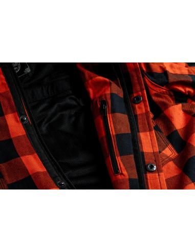 Camisa de Moto Laranja Estilo Lenhador Certificada AA com Reforços de Kevlar | Iguana Custom