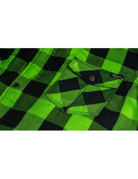 Acquista Camicia da Motociclista Alta Visibilità Verde Lime Certificata AA con Kevlar | Iguana Custom