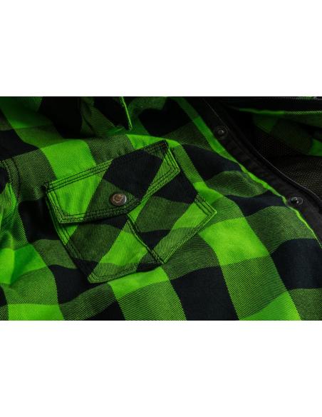 Acquista Camicia da Motociclista Alta Visibilità Verde Lime Certificata AA con Kevlar | Iguana Custom