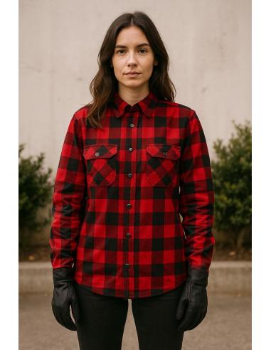 Women's Red Motorcycle Shirt AA-Certified with Kevlar | Iguana Custom