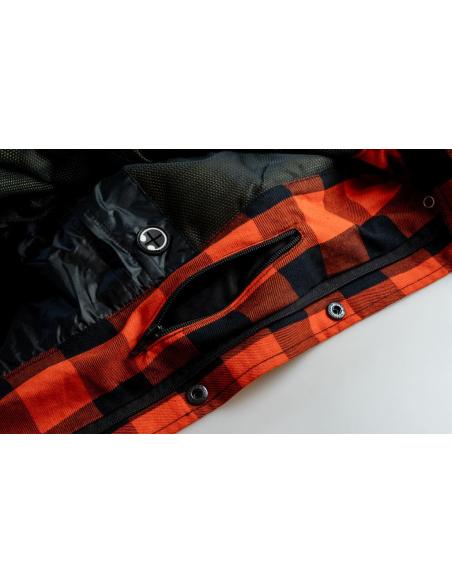 Acquista Camicia da Boscaiolo Femminile Arancione per Moto Certificata AA con Kevlar | Iguana Custom