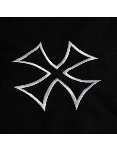 Sac à Dos à Cordons Noir avec Croix de Malte Brodée | Style Biker et Urbain