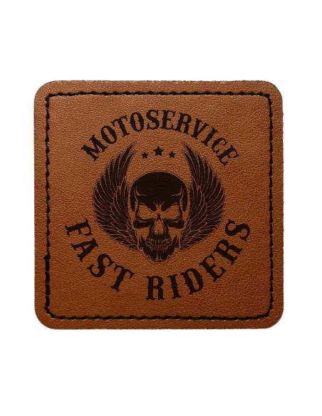Patch Quadrado Personalizável em Couro Sintético Castanho Vintage 65x65 mm | Iguana Custom