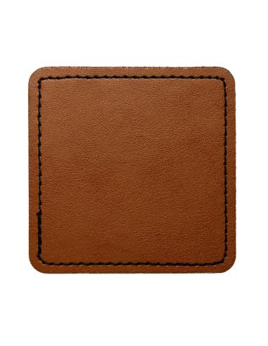 Customizable Square Patch in Vintage Brown Synthetic Leather 65x65 mm | Iguana Custom