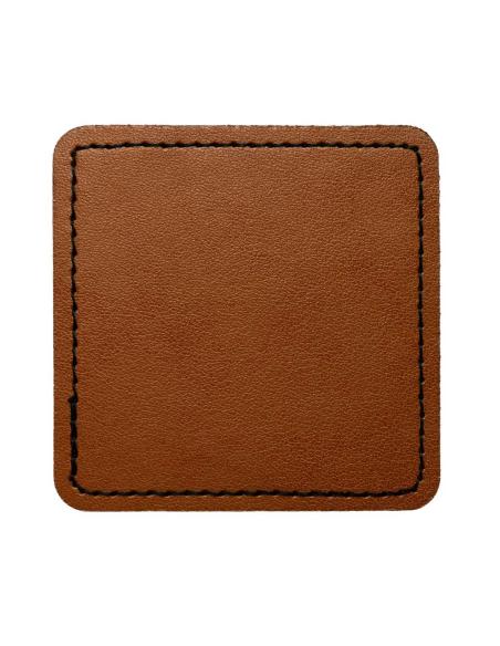 Customizable Square Patch in Vintage Brown Synthetic Leather 65x65 mm | Iguana Custom