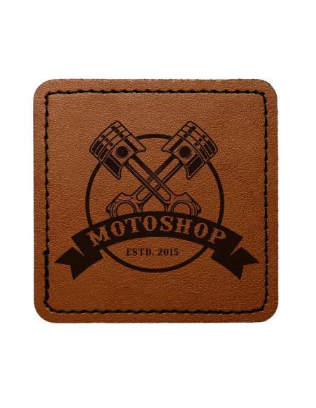 Comprar Parche Cuadrado Personalizable en Símil Piel Marrón 65x65 mm | Iguana Custom