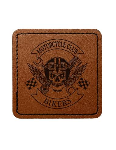 Patch Quadrado Personalizável em Couro Sintético Castanho Vintage 65x65 mm | Iguana Custom