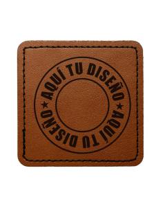 Patch Quadrado Personalizável em Couro Sintético Castanho Vintage 65x65 mm | Iguana Custom