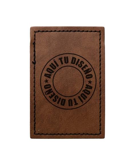 Patch Retangular Personalizável em Couro Sintético Castanho Vintage 50x75 mm | Iguana Custom