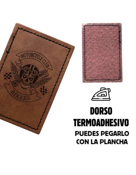 Patch Retangular Personalizável em Couro Sintético Castanho Vintage 50x75 mm | Iguana Custom