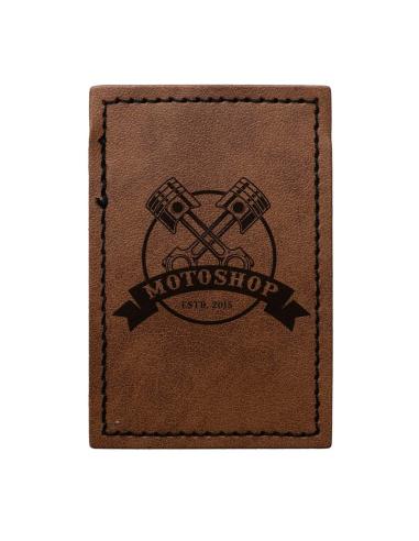 Customizable Rectangular Patch in Vintage Brown Synthetic Leather 50x75 mm | Iguana Custom