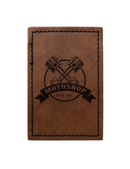 Patch Retangular Personalizável em Couro Sintético Castanho Vintage 50x75 mm | Iguana Custom