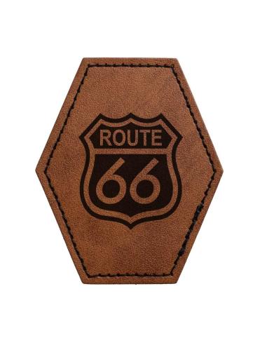 Customizable Hexagonal Patch in Vintage Brown Synthetic Leather 60x75 mm | Iguana Custom