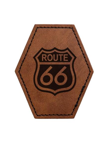 Patch Hexagonal Personnalisable en Simili Cuir Marron Vintage 60x75 mm | Iguana Custom