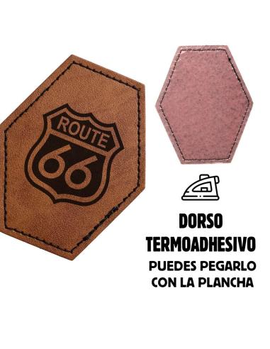 Customizable Hexagonal Patch in Vintage Brown Synthetic Leather 60x75 mm | Iguana Custom