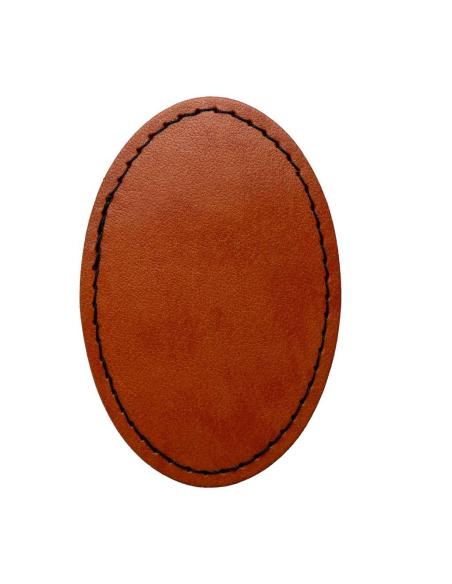 Comprar Parche Ovalado Personalizable en Símil Piel Marrón Vintage 50x75 mm | Iguana Custom