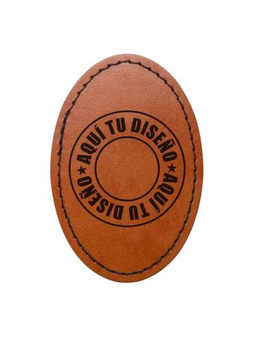 Comprar Parche Ovalado Personalizable en Símil Piel Marrón Vintage 50x75 mm | Iguana Custom
