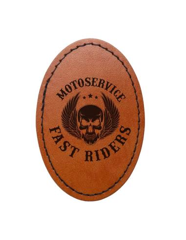 Patch Oval Personalizável em Couro Sintético Castanho Vintage 50x75 mm | Iguana Custom