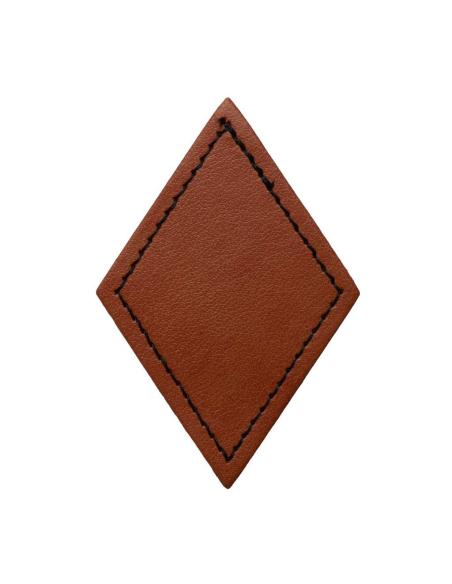 Patch Losango Personalizável em Couro Sintético Castanho Vintage 50x75 mm | Iguana Custom
