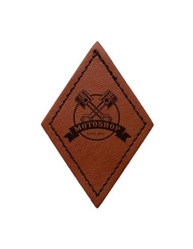 Patch Losango Personalizável em Couro Sintético Castanho Vintage 50x75 mm | Iguana Custom