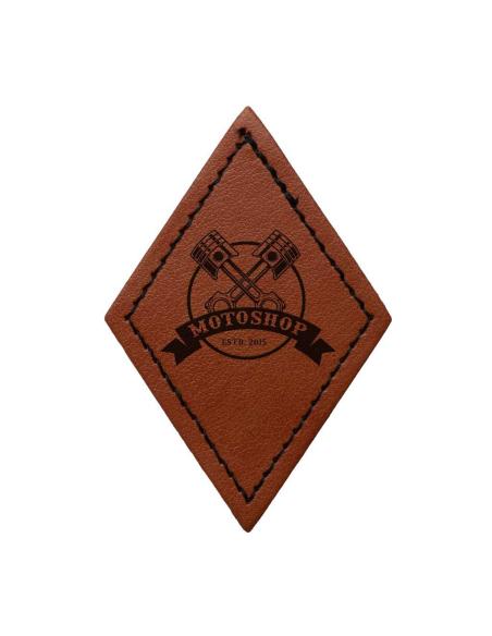 Customizable Rhombus Patch in Vintage Brown Synthetic Leather 50x75 mm | Iguana Custom
